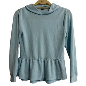 STAR RIDE‎ Hooded Top Girls Youth XL 16 Light Blue Peplum Long Sleeve Pullover